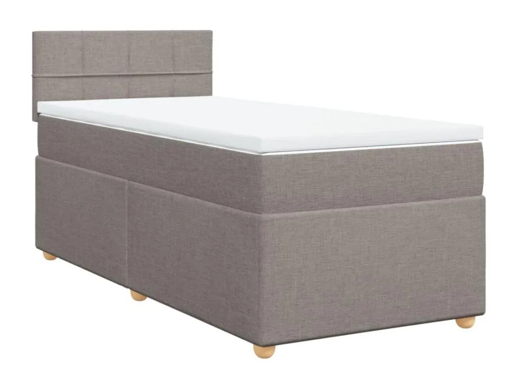 Cama box spring con colchón tela gris taupe 100x200 cm jyw3523097