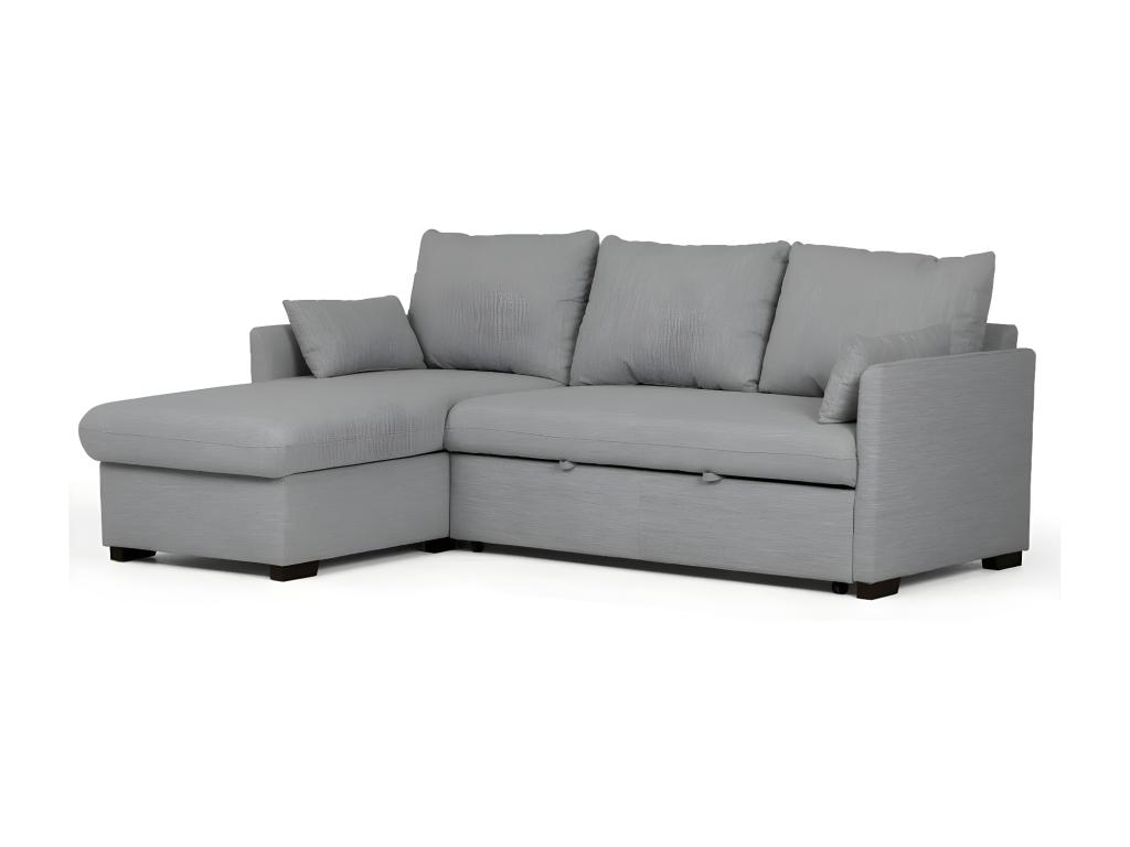 Sofá chaise longue 3 plazas reversible poliéster gris