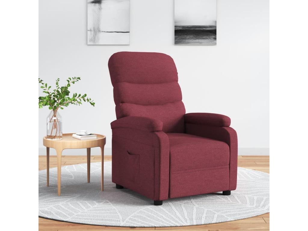 Sillón reclinable de tela rojo tinto