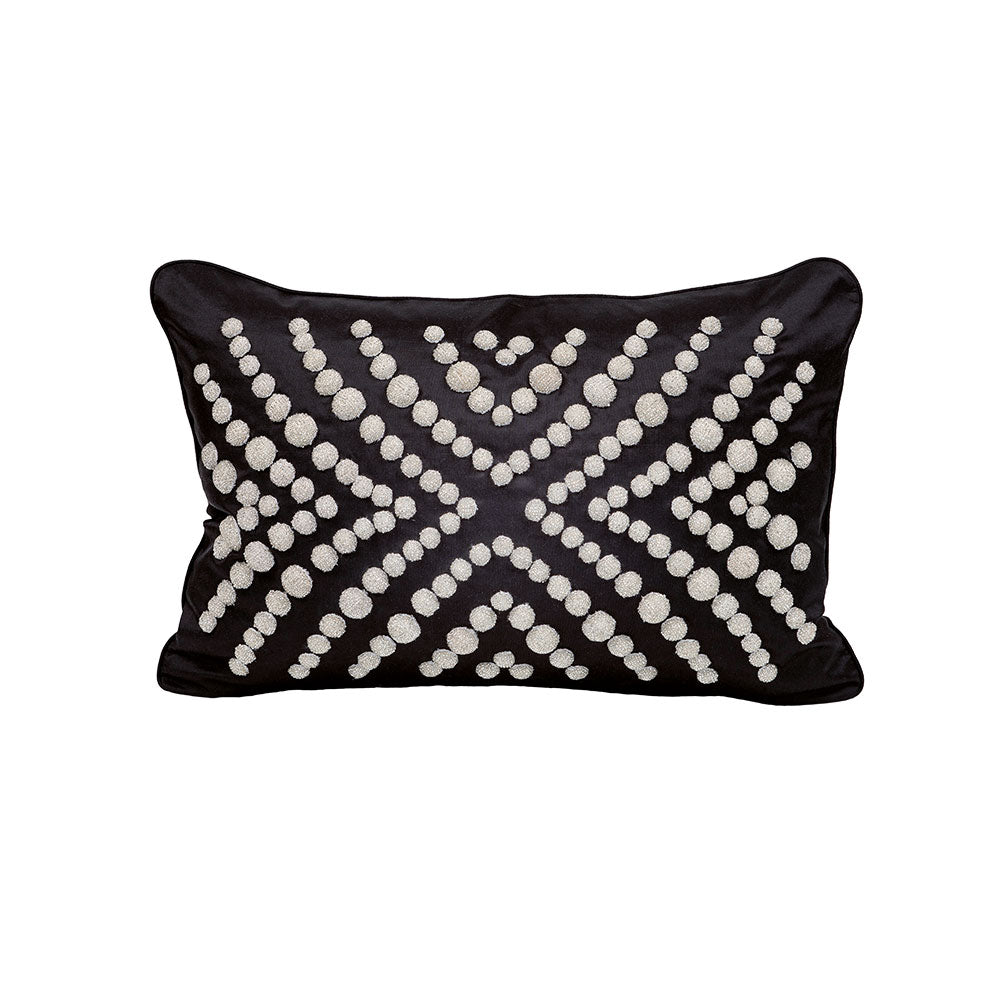COUSSIN PERLÉ COUTARD - SOIE NOIRE, PERLÉ ARGENT, PETIT MODÈLE