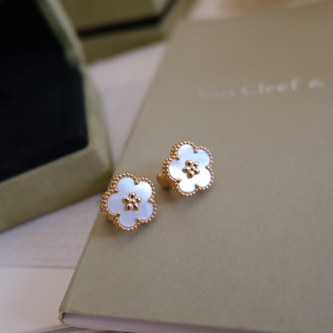 VCA Lucky Spring Earrings, Plum Blossom - Original Replica Club