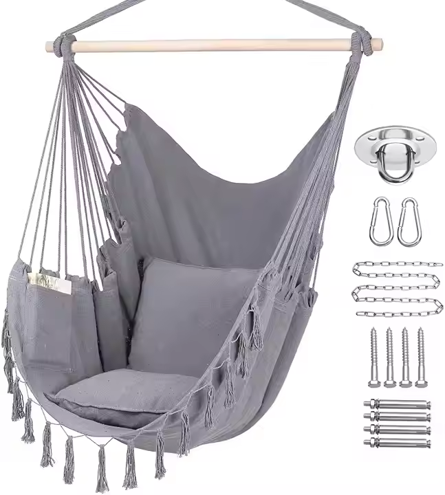 Hammock Swing Tassel Chairs Hanging Rope Swing Outdoor Indoor Hanging Chair  for Garden