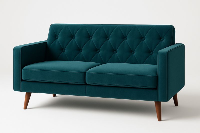 Sofá de dos plazas moderno de terciopelo con patas de madera 141x78x81cm