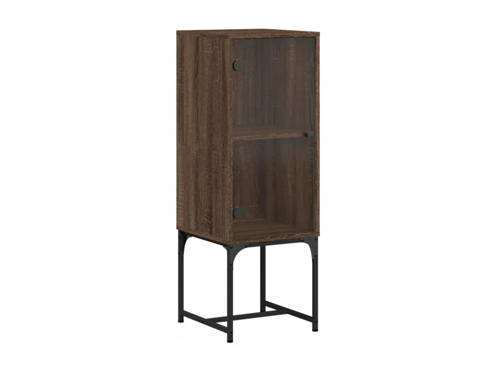 Armario auxiliar con puerta de vidrio marrón Homepleno 35x37x100 cm wiib81206