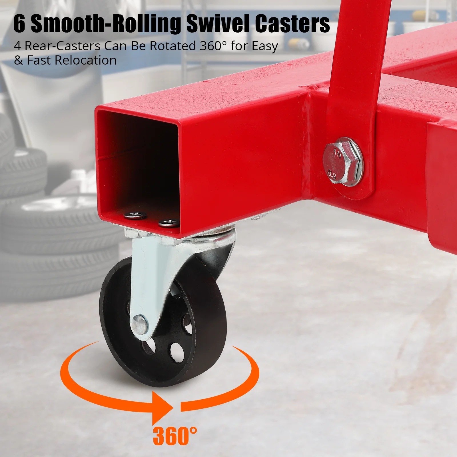 Ladcaser 2 Ton Engine Hoist, Folding Cherry Picker Engine Hoist with Lever and 6 Casters, 4400lbs Heavy Duty Hydraulic Shop Crane, Engine Crane Lifter for Workshops Garage Warehouse - Image 4