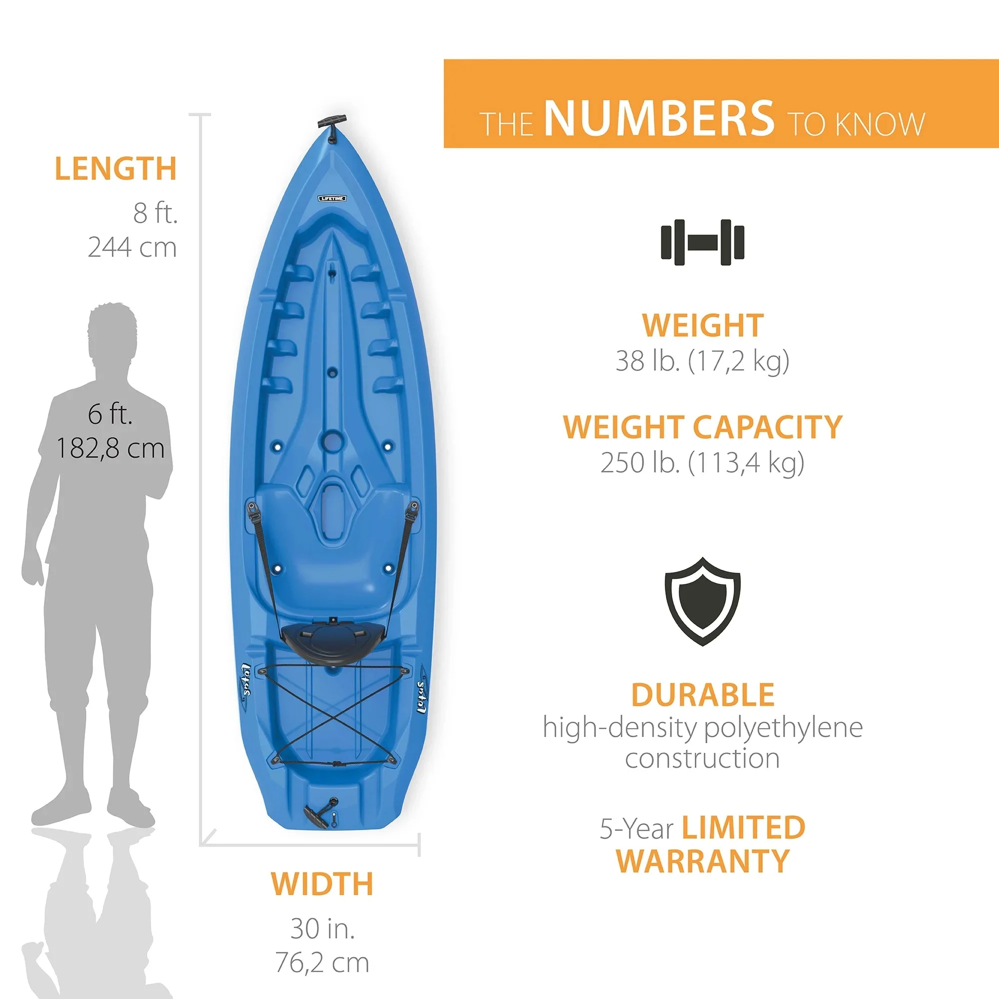 Lifetime Sit-On-Top Kayak 8 ft Blue HDPE - 90112 - Image 13 Lifetime Sit-On-Top Kayak 8 ft Blue HDPE - 90112 - Image 13