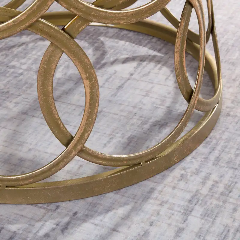 FirsTime & Co. Gilded Circles Iron Table - 16.75 x 16.75 x 22 in, American Design