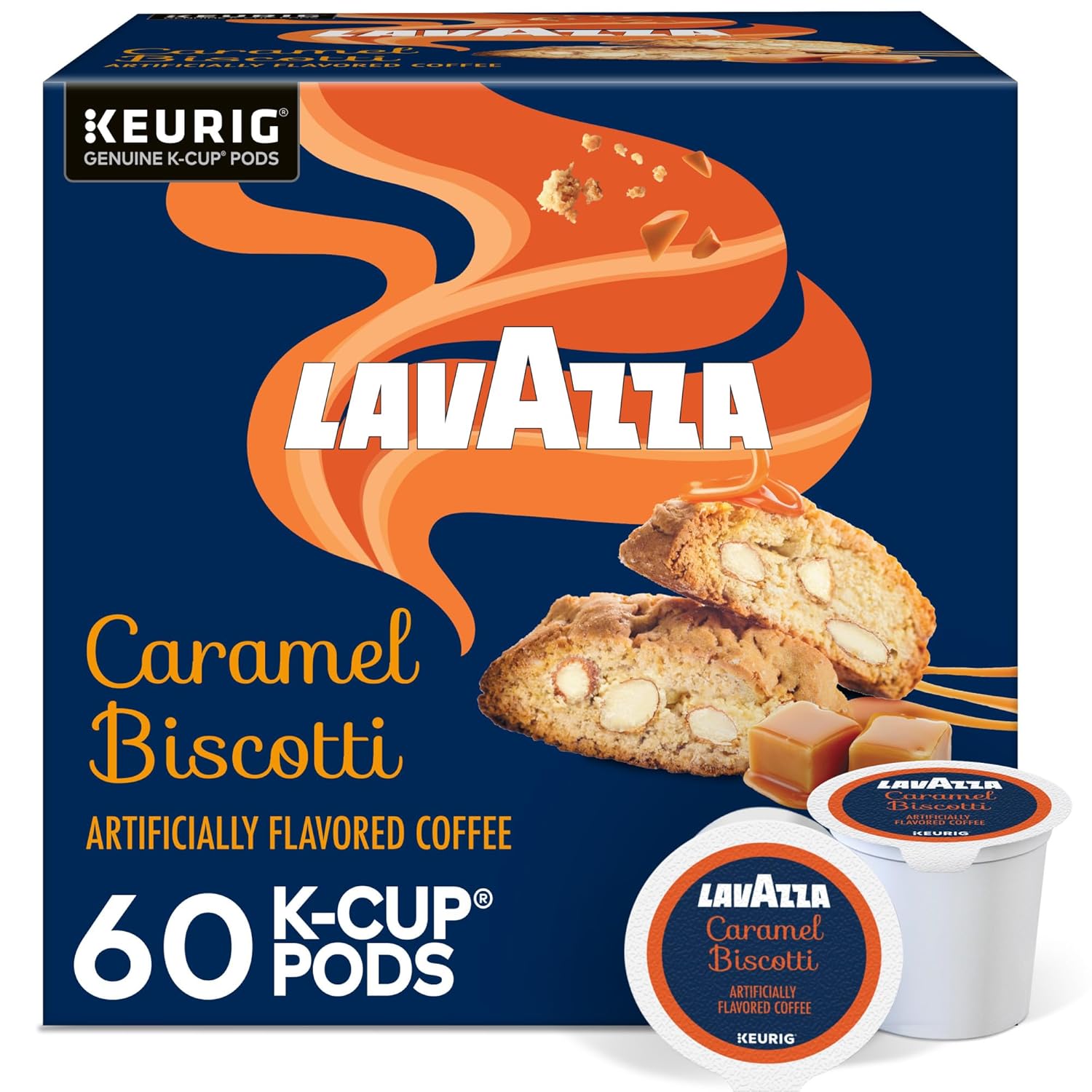 Lavazza Caramel Biscotti Coffee. Single Serve Keurig K-Cup Pods. Flavored Coffee. 60-Count Box (6 Packs of 10)