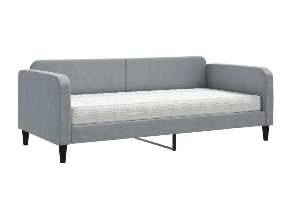 Decopractico Sofá cama con colchón tela gris claro 90x200 cm BUHL87922