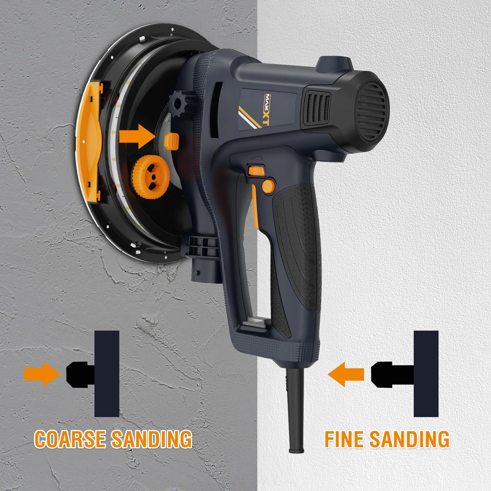 POVANLI 780W Electric Drywall Sander with Vacuum Dust Collection, 6.5A Motor Dustless Floor Sander with Variable Speed 900-1800RPM, LED Light, Extendable & Foldable Handle Yellow+Black - Image 19