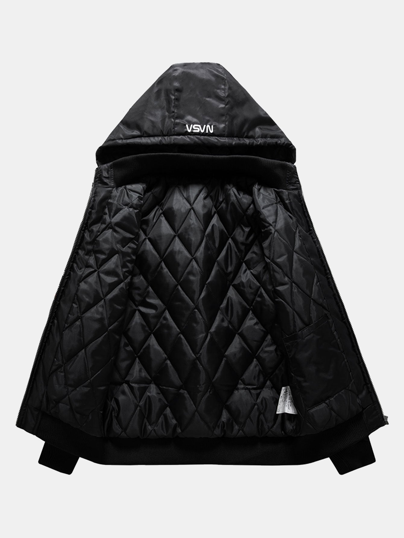 NASA Embroidery Quilted Lined Detachable Hooded Bomber Jacket