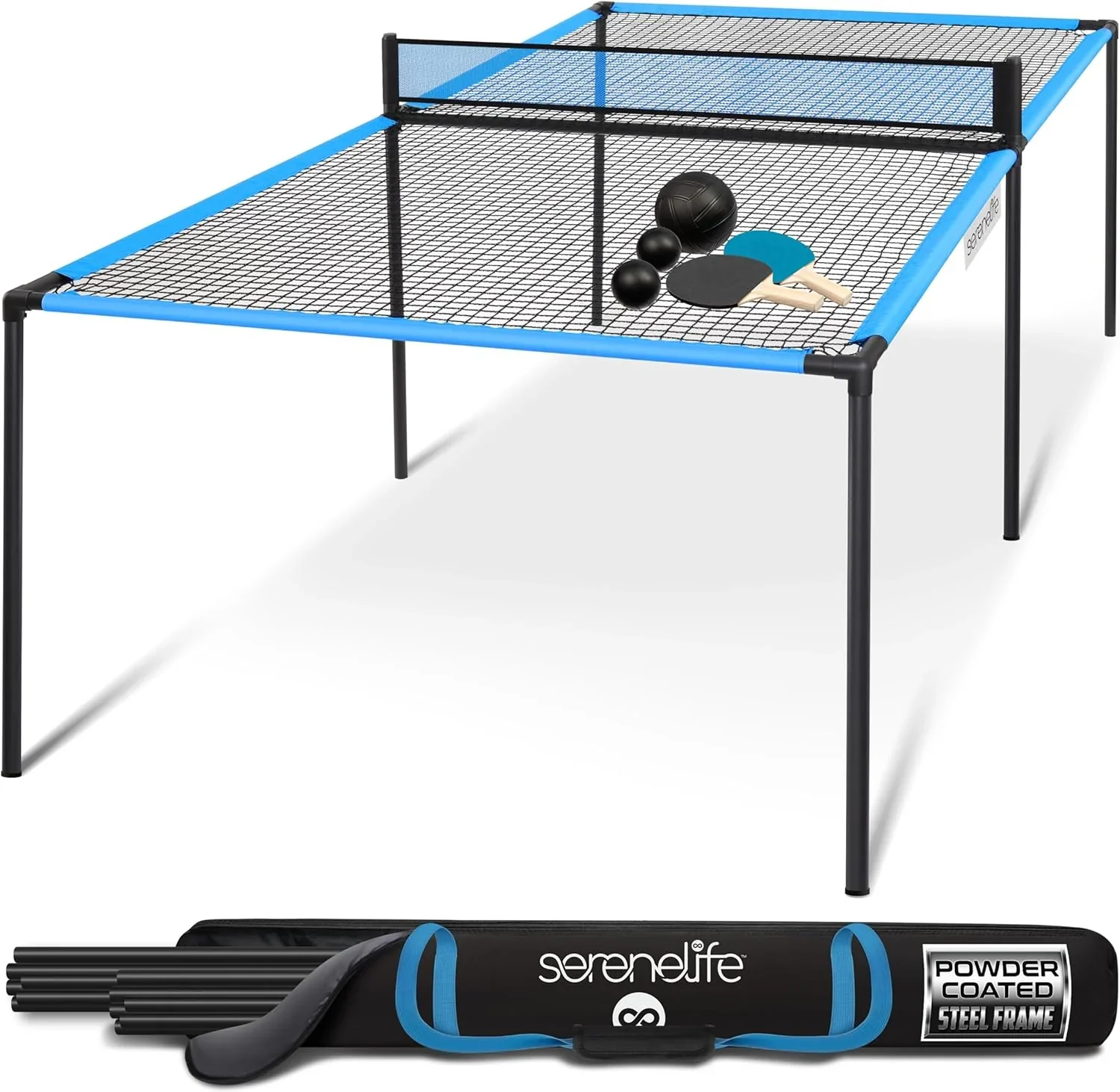 Foldable Table Tennis Table Set, 6 ft x 3 ft, Blue - Image 3 Foldable Table Tennis Table Set, 6 ft x 3 ft, Blue - Image 3