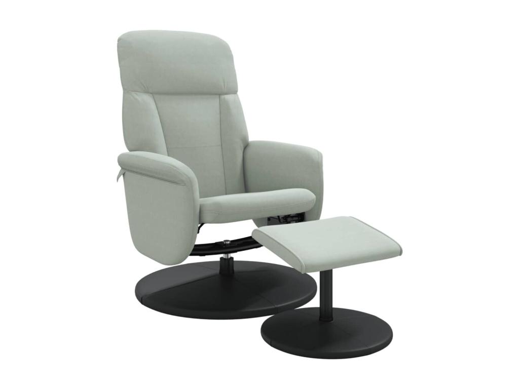 Sillón reclinable con reposapiés terciopelo gris claro