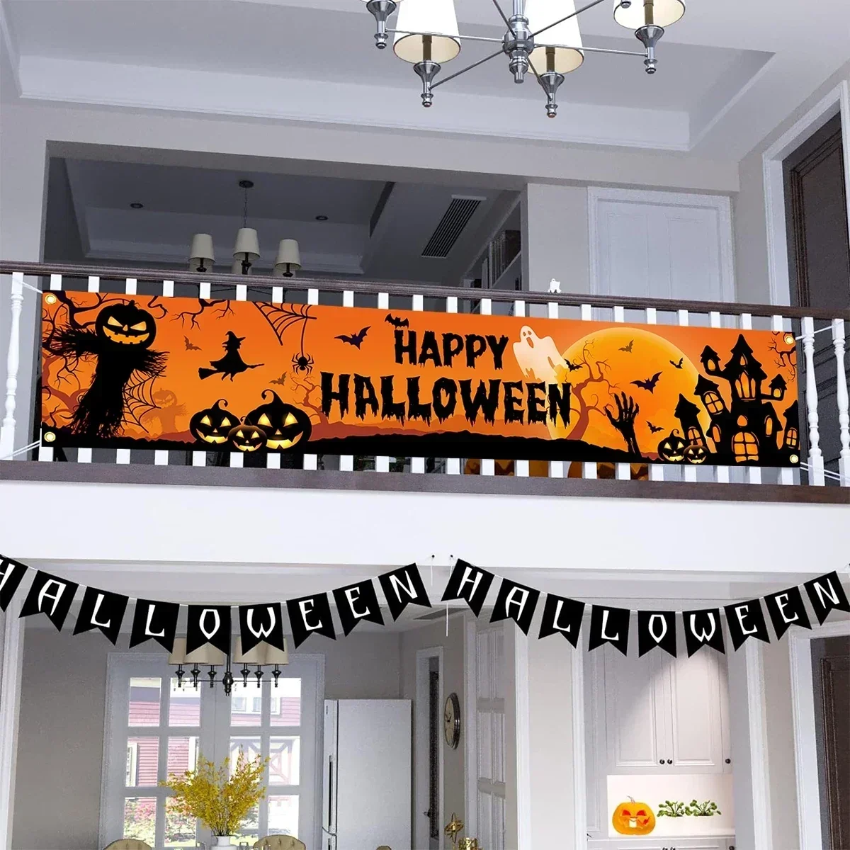 Halloween Pumpkin and Bat Party Banner - Image 3 Halloween Pumpkin and Bat Party Banner - Image 3