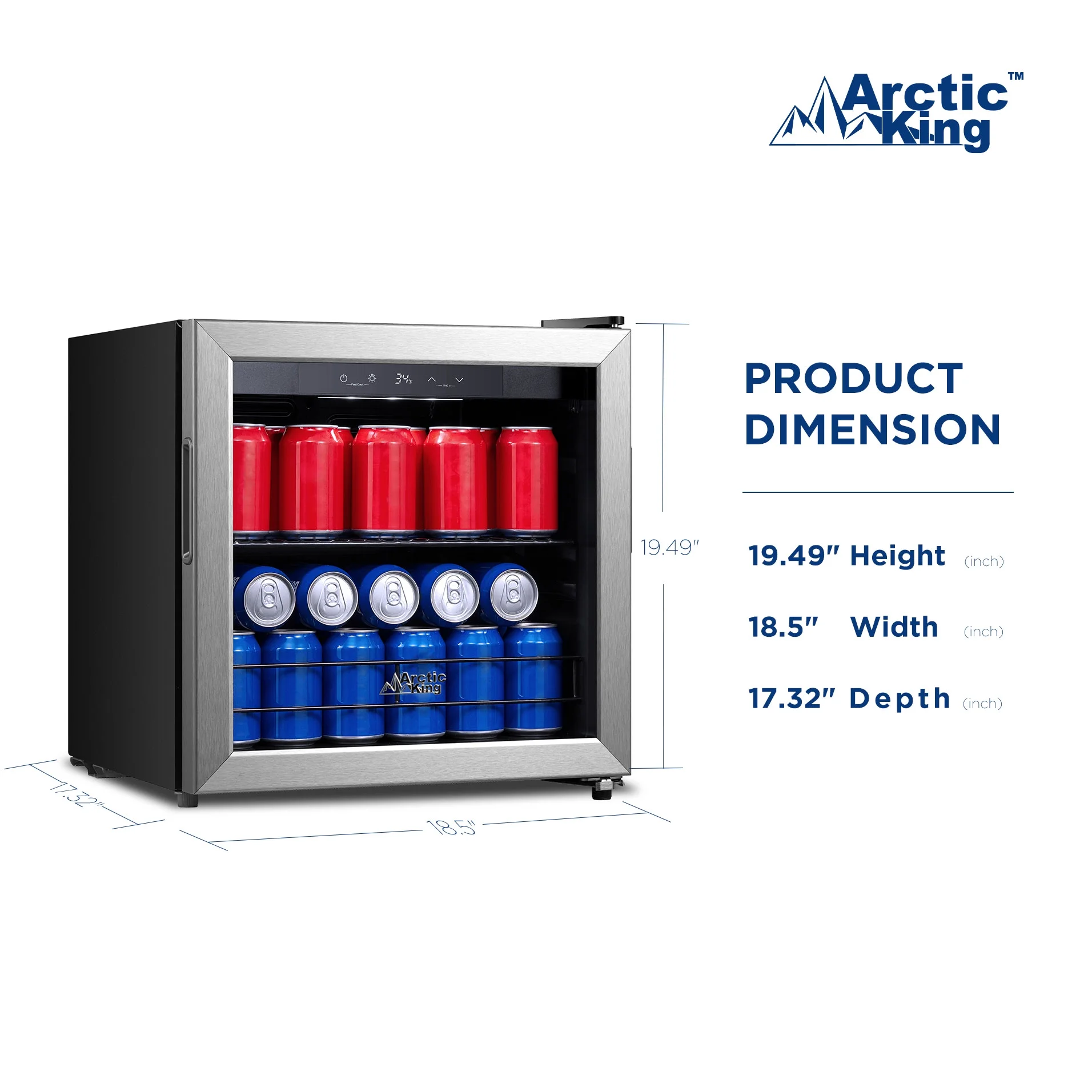 Arctic King 48-Can Stainless Steel Beverage Fridge & Cooler with Electrical Control, ARV48B1AST - Image 5