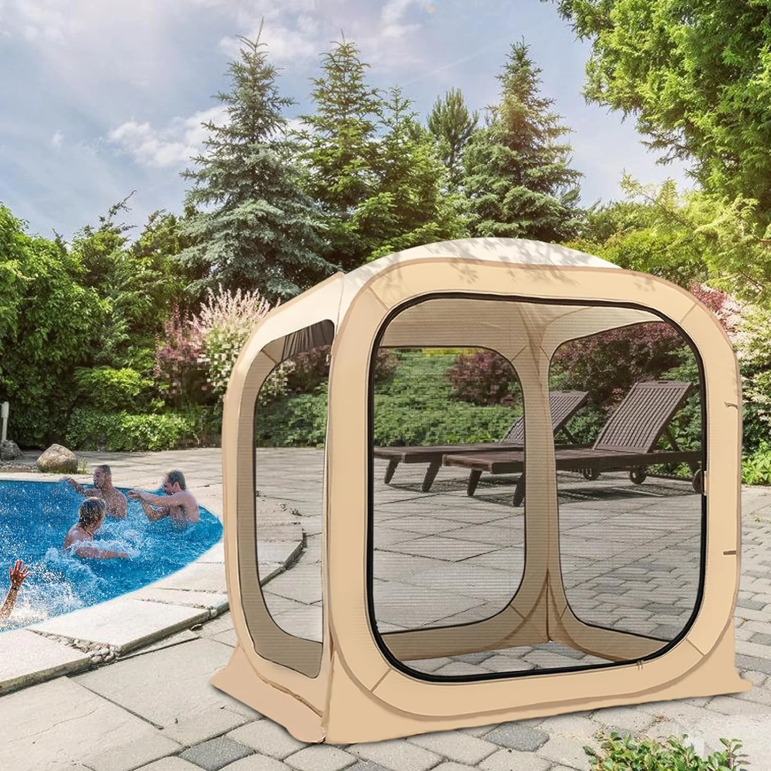 FICISOG Sports Tent Pop up Weather Pod Outdoor Screen House Pod Tent Shelter for up to 6 People, 71in Large Instant Weatherproof Pop up Tent with Clear View for Camping - Image 9