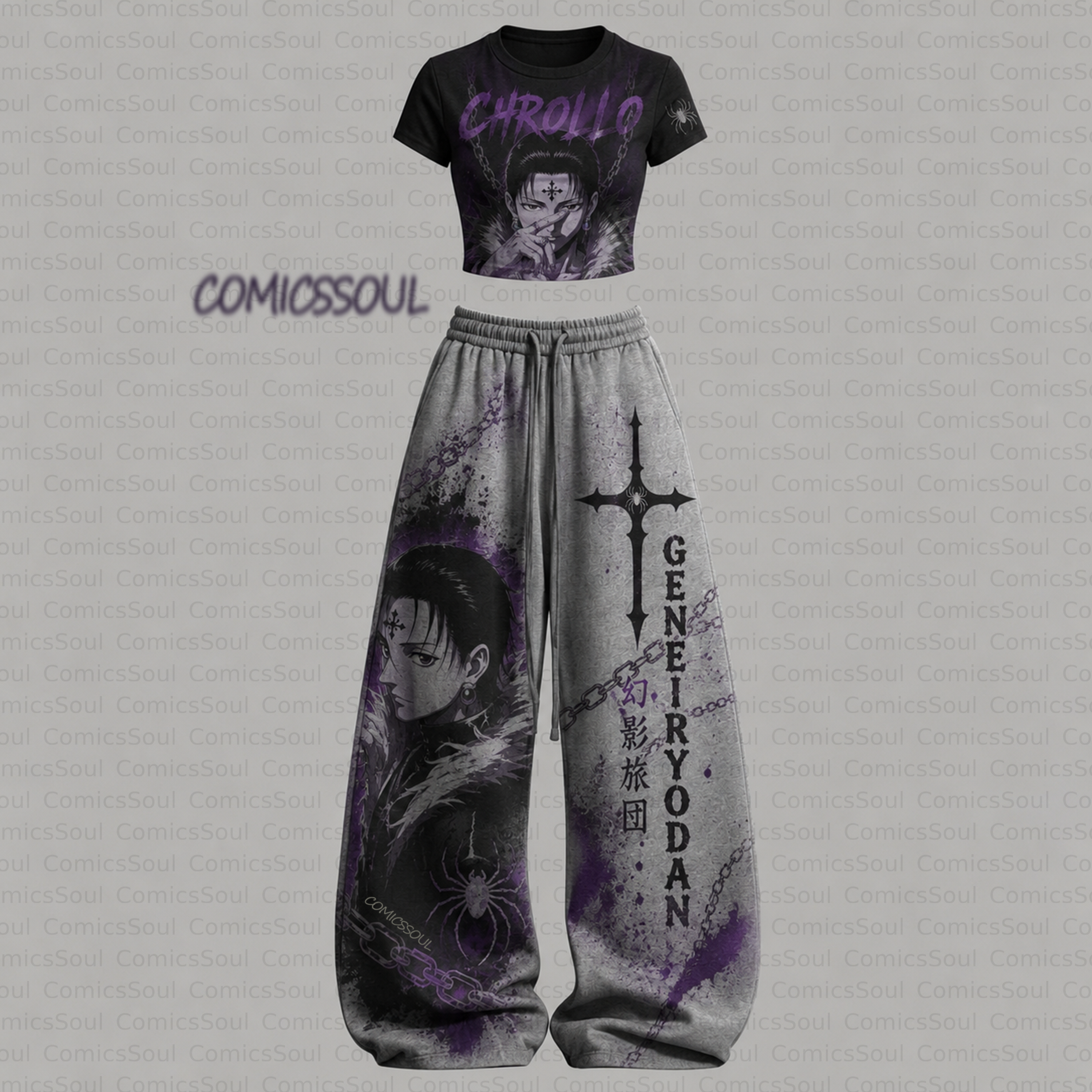 HUNTER×HUNTER Top & Elasticated Trousers Two-Piece Set