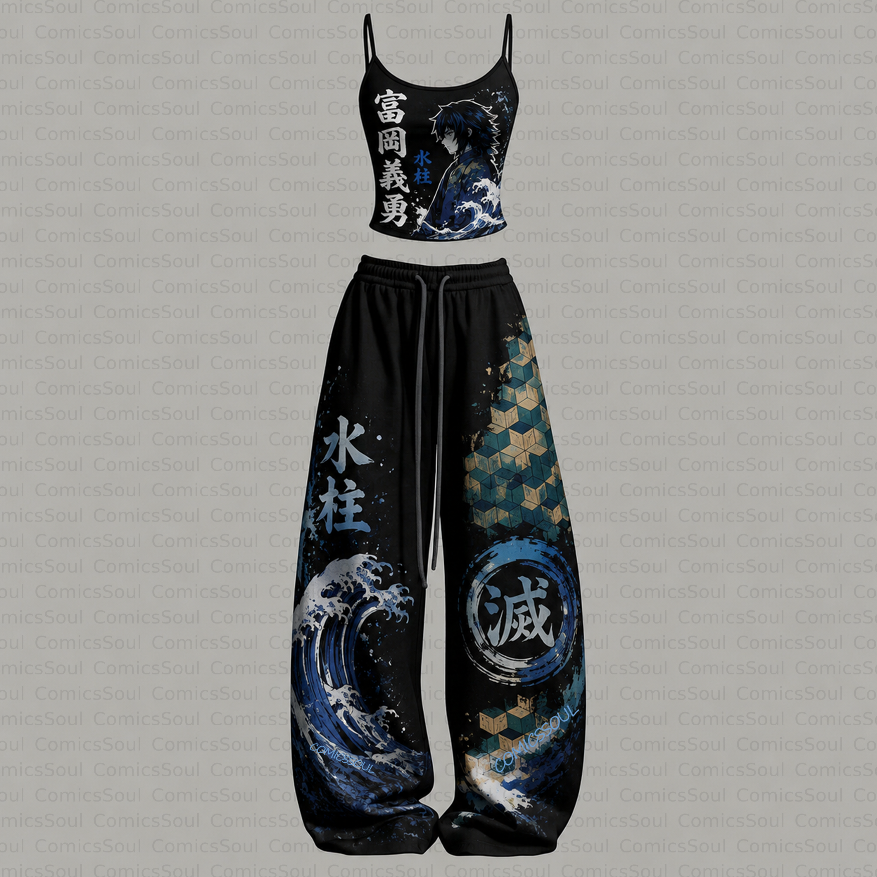 Demon Slayer Top & Elasticated Trousers Two-Piece Set