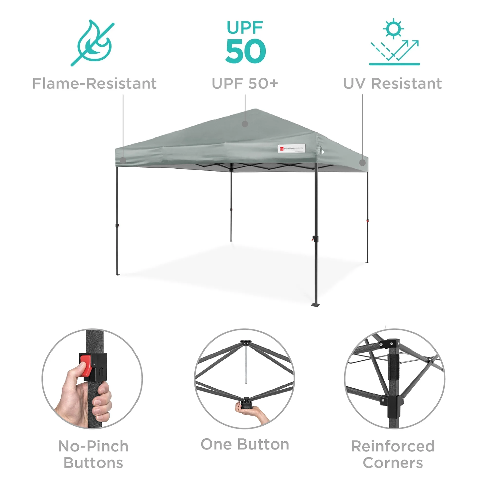 Best Choice Products 10x10ft Easy Setup Pop Up Canopy w/ 1-Button Setup, Wheeled Case, 4 Weight Bags - White - Image 239