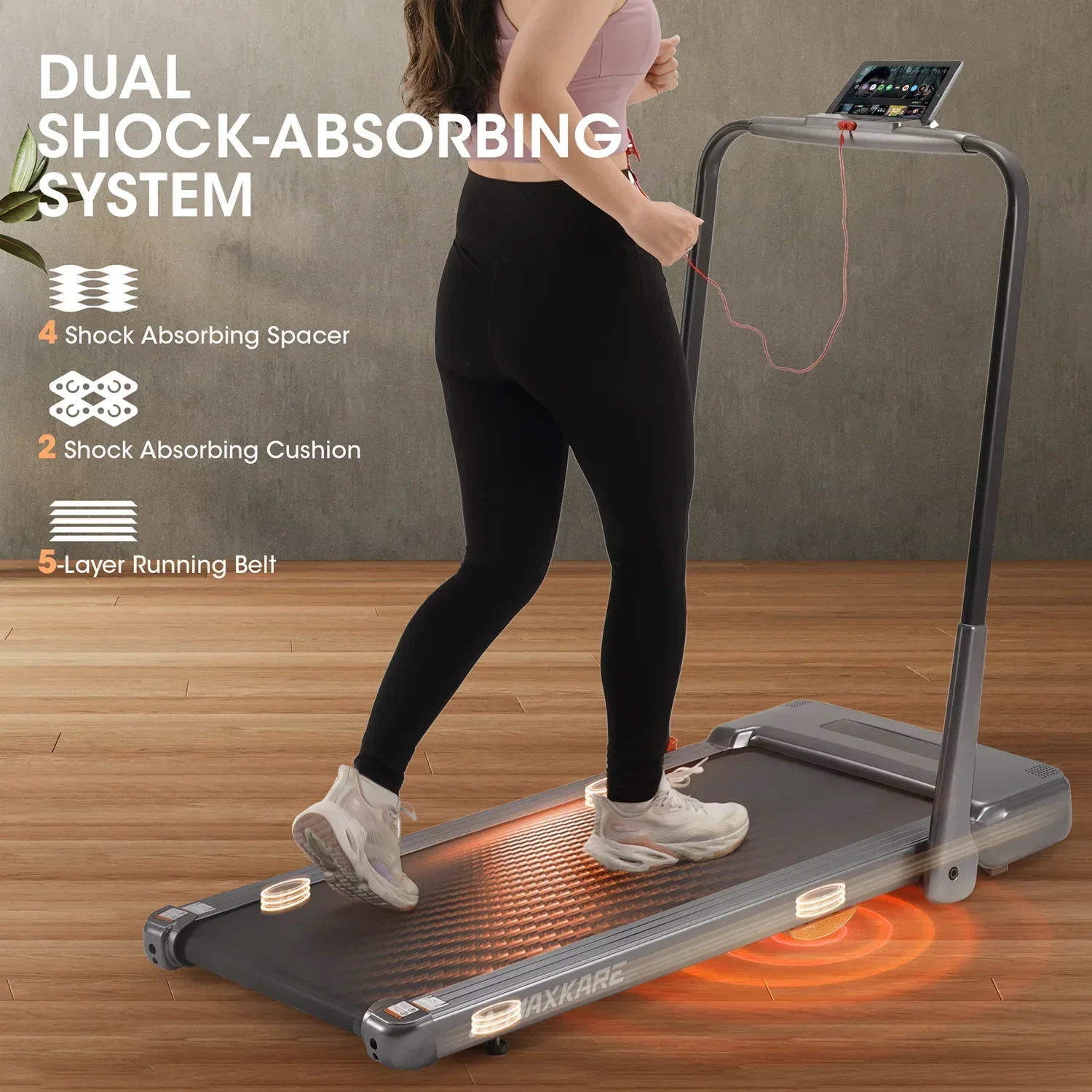 MaxKare 2-in-1 Folding Under Desk Treadmill, 2.5HP, 7.5MPH, 265 lbs Capacity - Image 5 MaxKare 2-in-1 Folding Under Desk Treadmill, 2.5HP, 7.5MPH, 265 lbs Capacity - Image 5