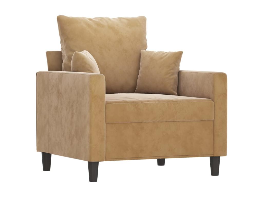 Sillón de terciopelo marrón 60 cm