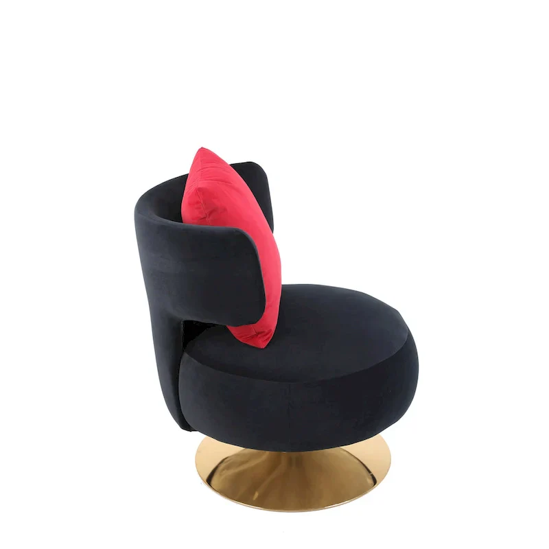 Round Barrel Chair with Fabric and Swivel Design