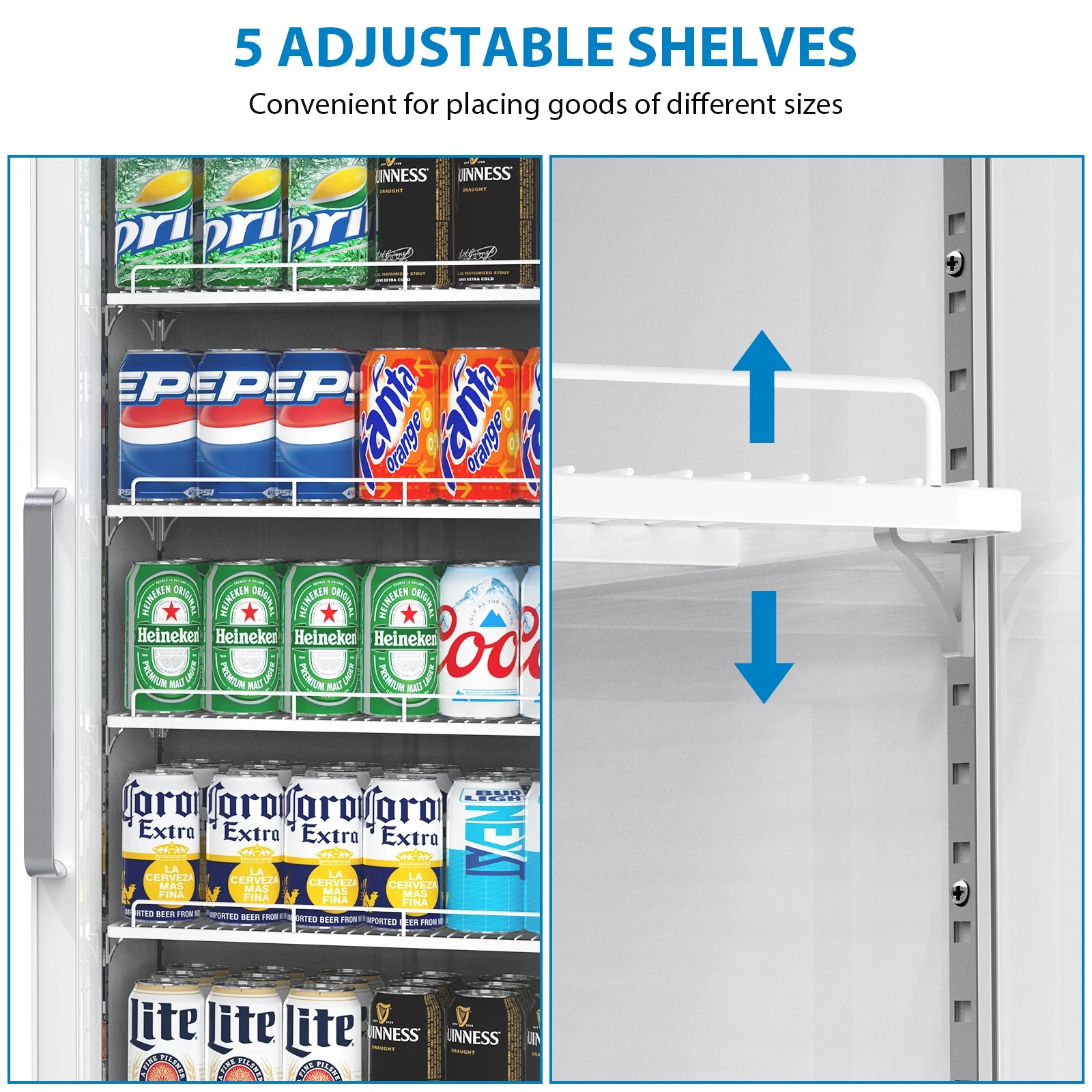Garvee Commercial Refrigerator,12.4 Cu.ft Display Fridge Merchandiser Upright Beverage Cooler,Single Glass Door Fridge with Adjustable Shelves & LED Lighting,Black - Image 10