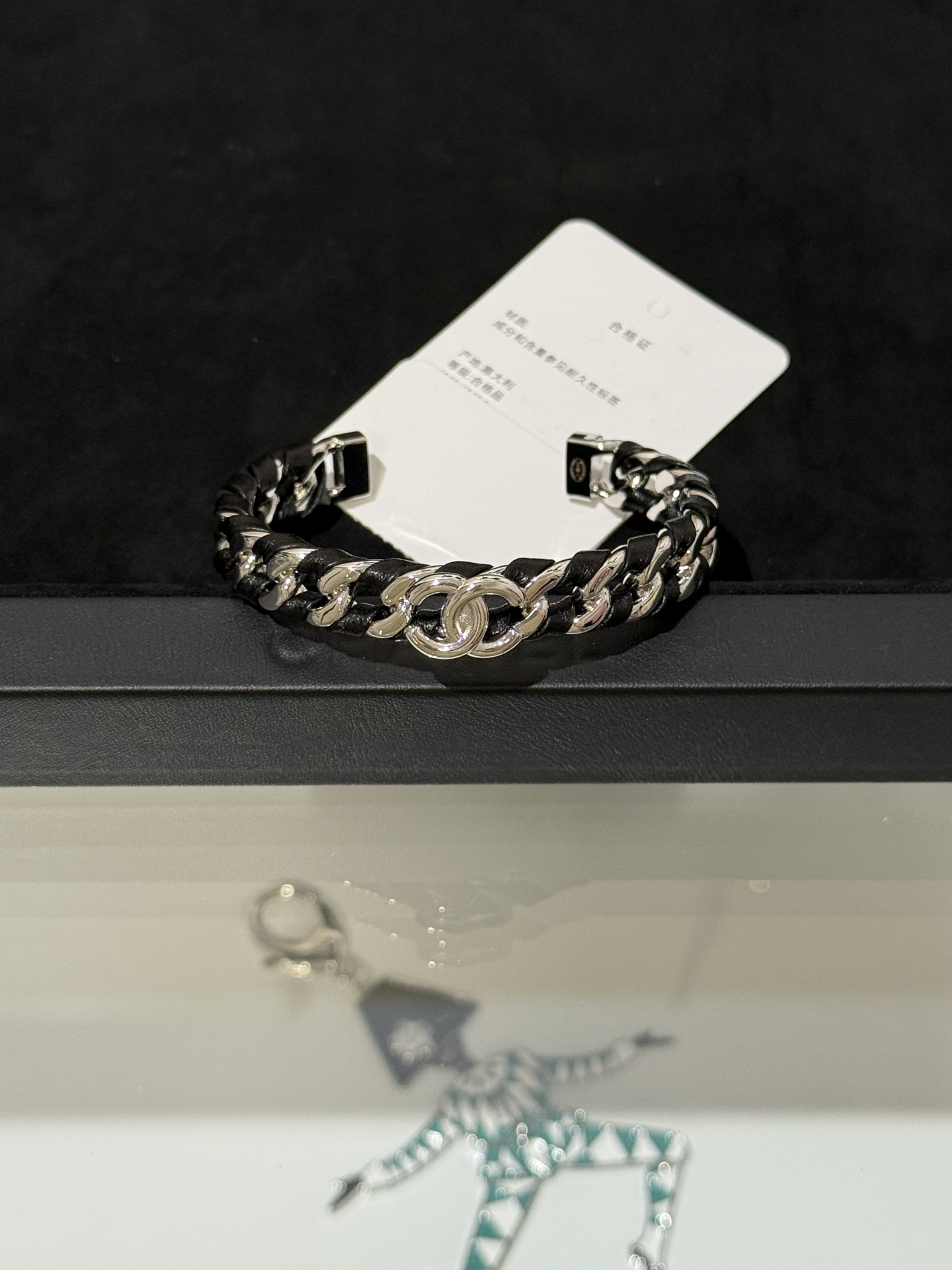 Chanel 26C Leather with Chain Bracelet Cuff Bangle - Original Replica Club