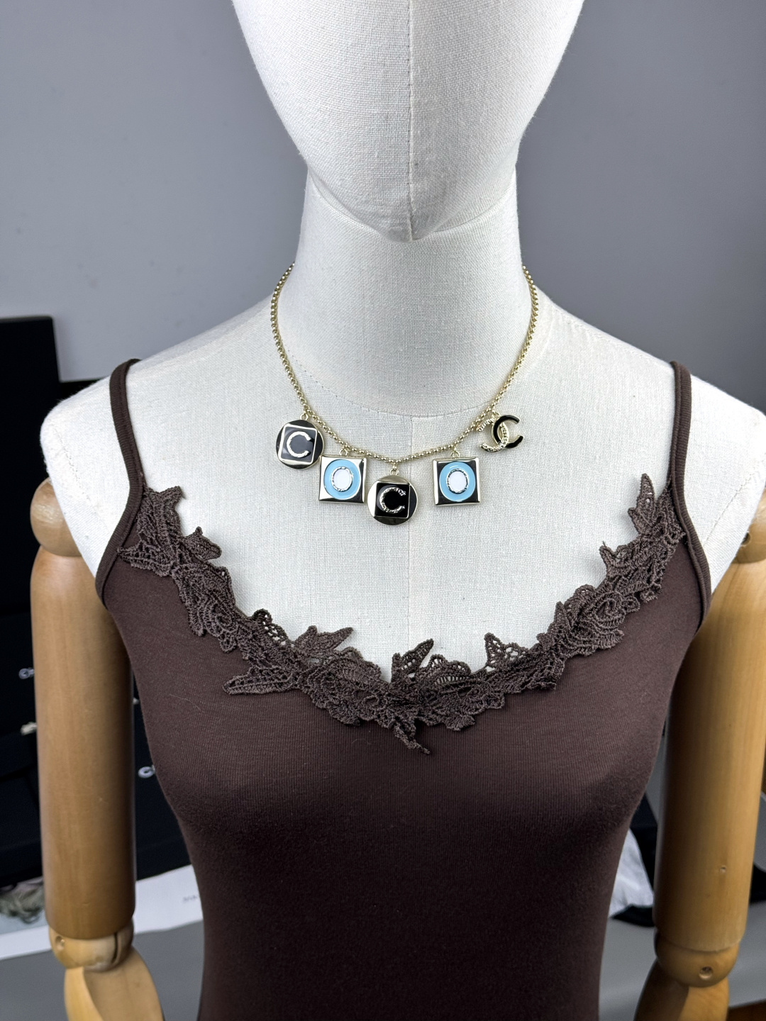 Chanel Coco Geometric Enamel 5 Charms Necklace - Original Replica Club