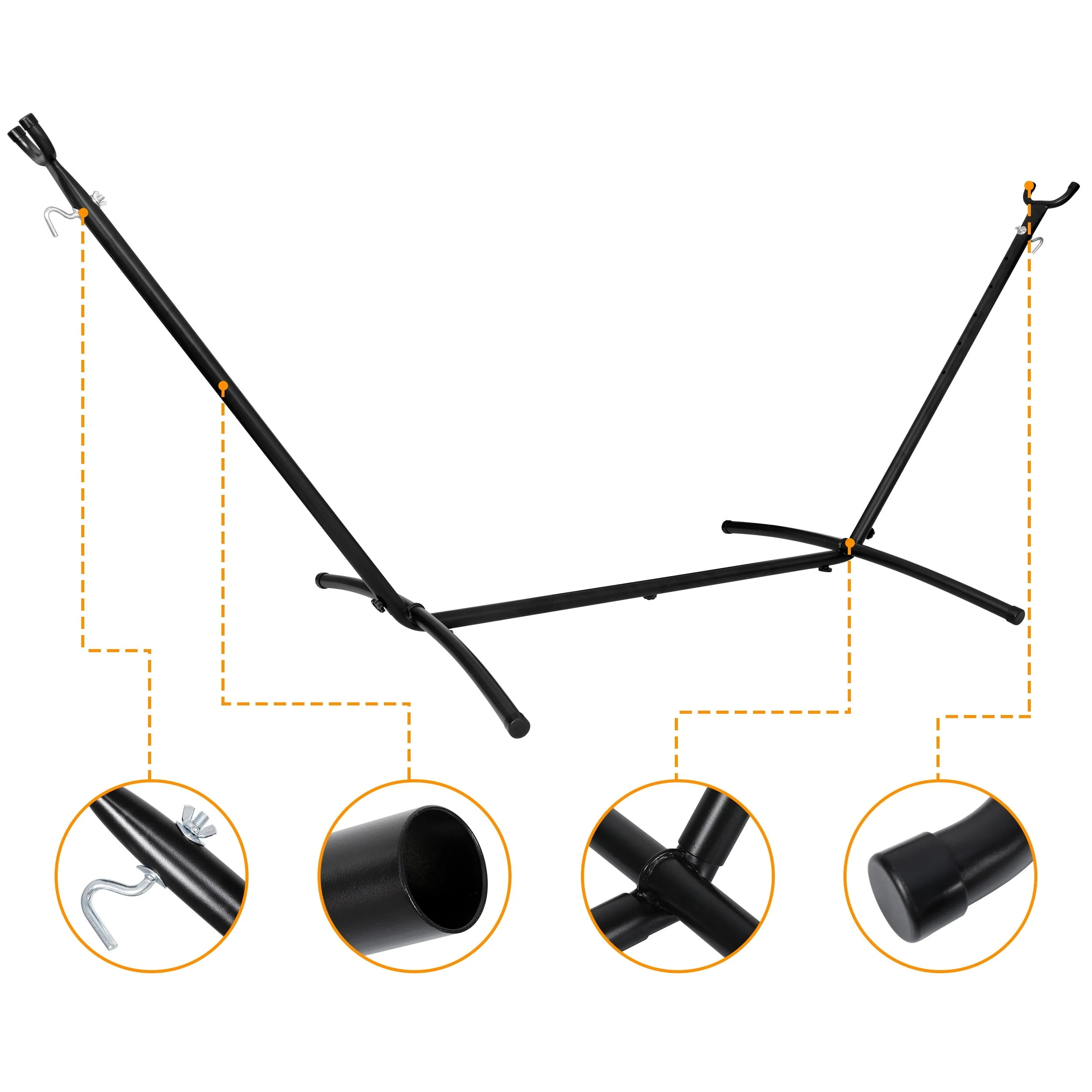 ZenSports 450lbs Adjustable 9FT Double Steel Hammock Stand Frame W/Portable Carry Bag, Black - Image 5