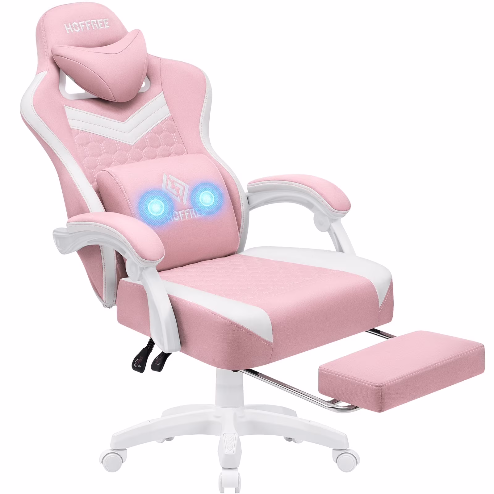 Hoffree Gaming Chair with Massage Fabric Office Chair with footrest for Adults, Ergonomic Gamer Chair with Headrest and Lumbar Support for Office Gaming, 440 LBS - Image 11