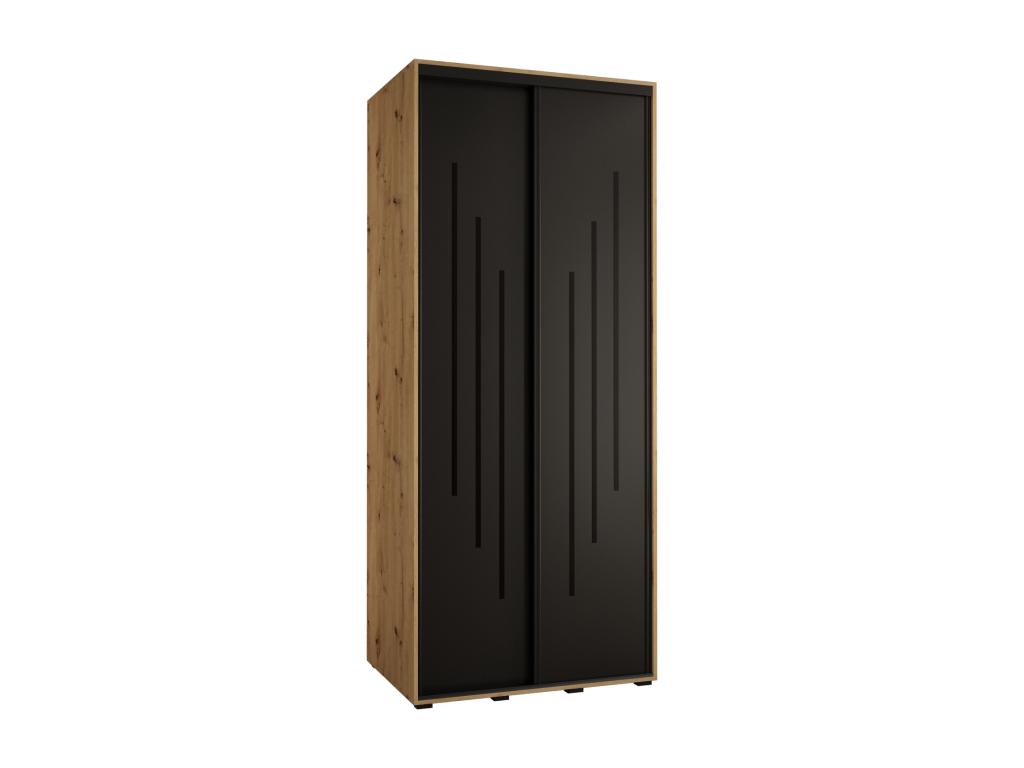 ARMARIO DAVOS 8 DE PUERTAS CORREDERAS 235,2/100/45 2 puertas (Artisan/Negro/Negro)
