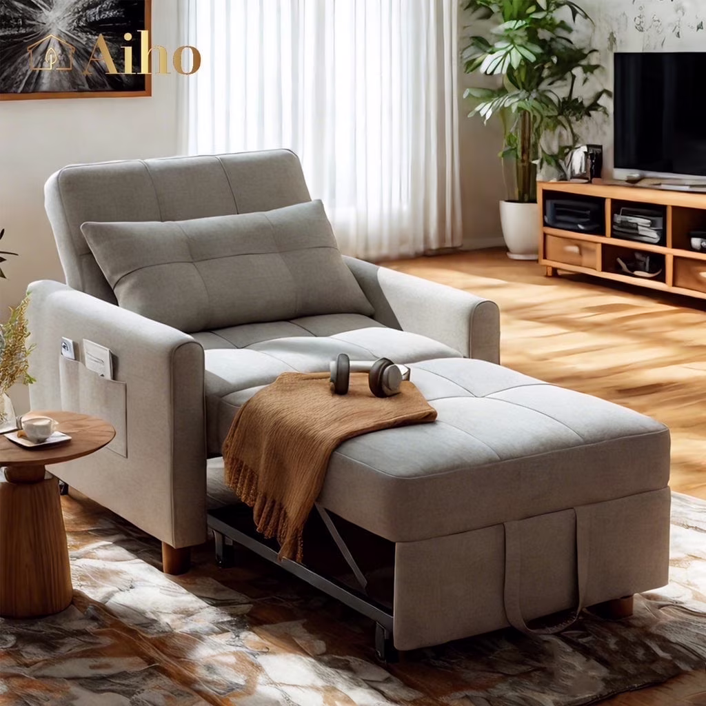 Convertible Sleeper Chair, Aiho 3-in-1 Convertible Sofa Bed Recliner Chair with Pull Out Couch - Dark Gray - Image 9