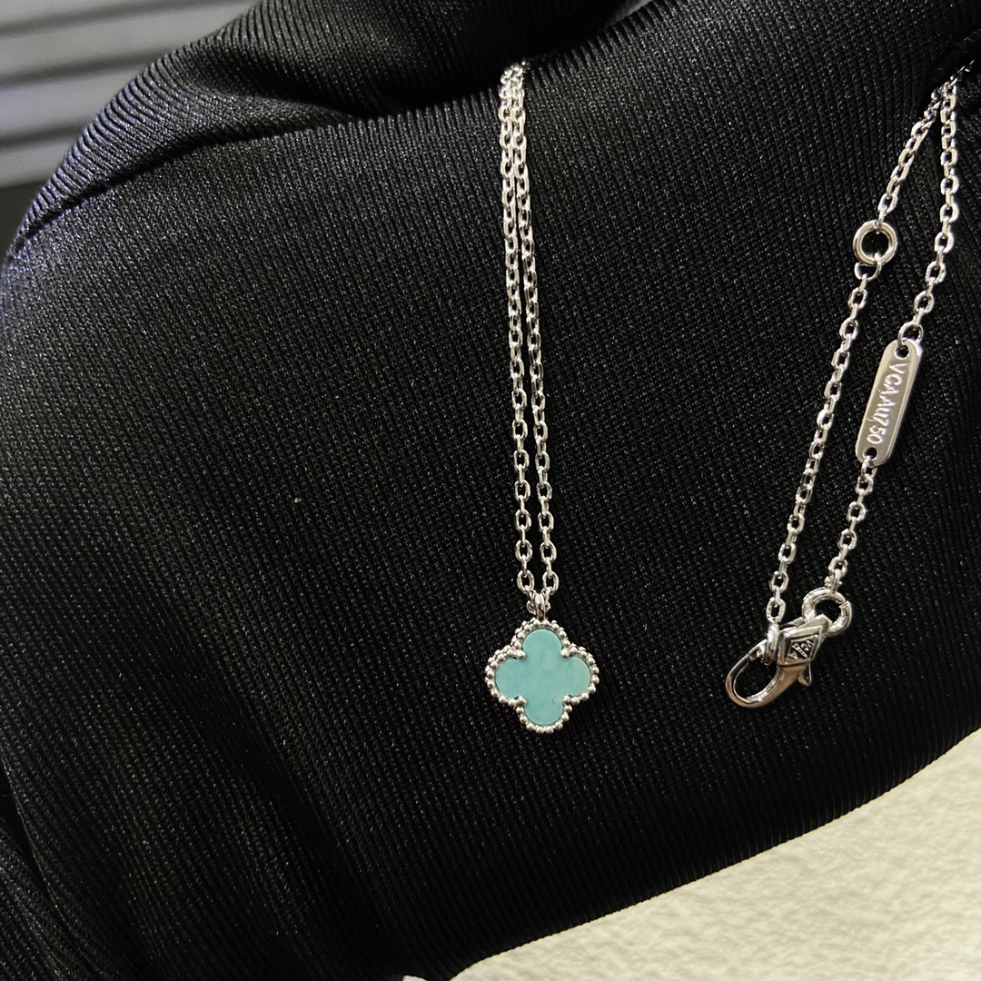 VCA Amazonite Sweet Alhambra Pendant Necklace, 1 Motif - Original Replica Club
