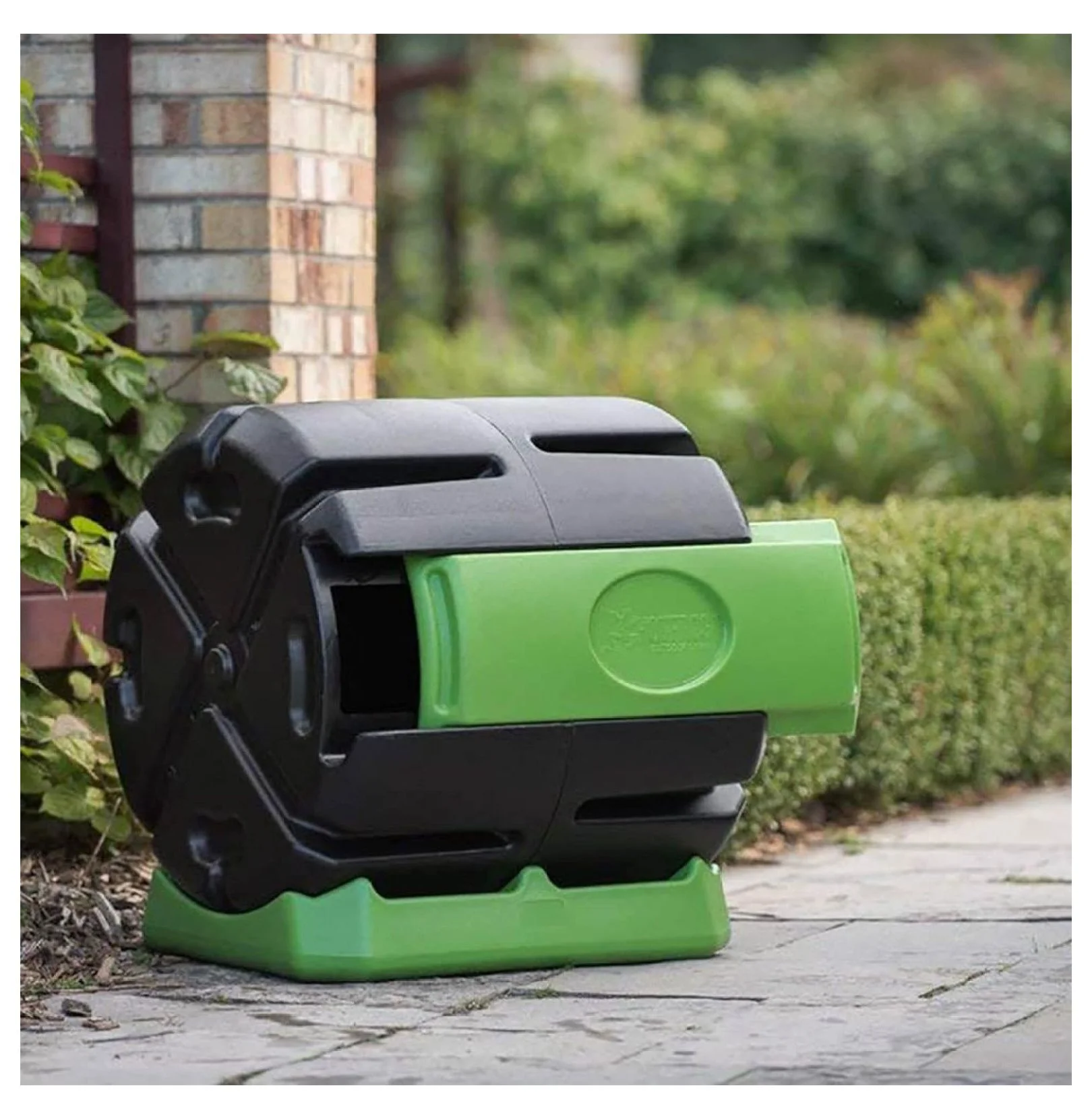 TriGol HOTFROG Rolling 37-Gallon Single Chamber Batch Tumbling Composter - Outdoor Rotating Garden Compost Bin, Black & Green - Image 9