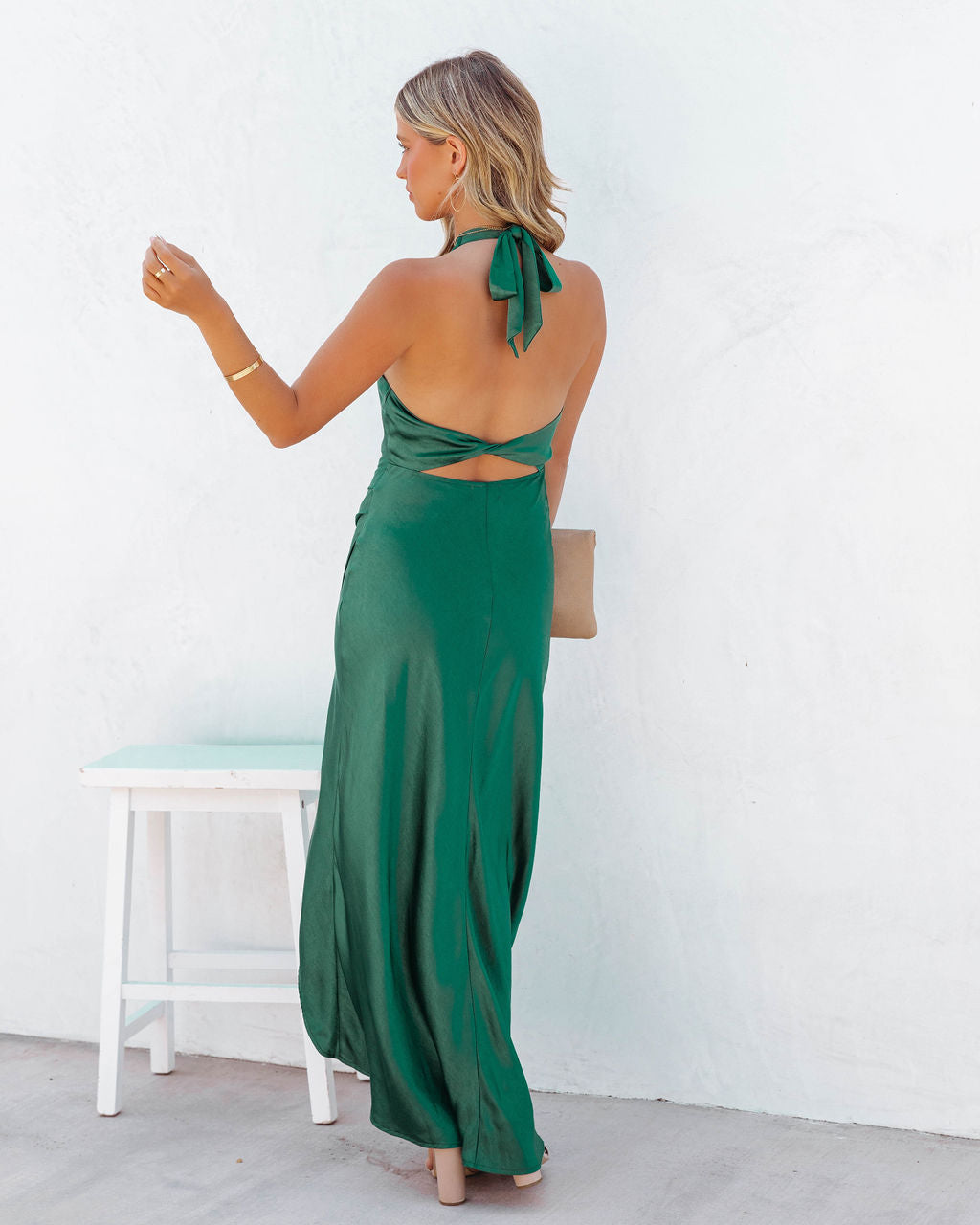 Mirabelle Halter Satin Maxi Dress - Emerald - FINAL SALE - Se7enfashion