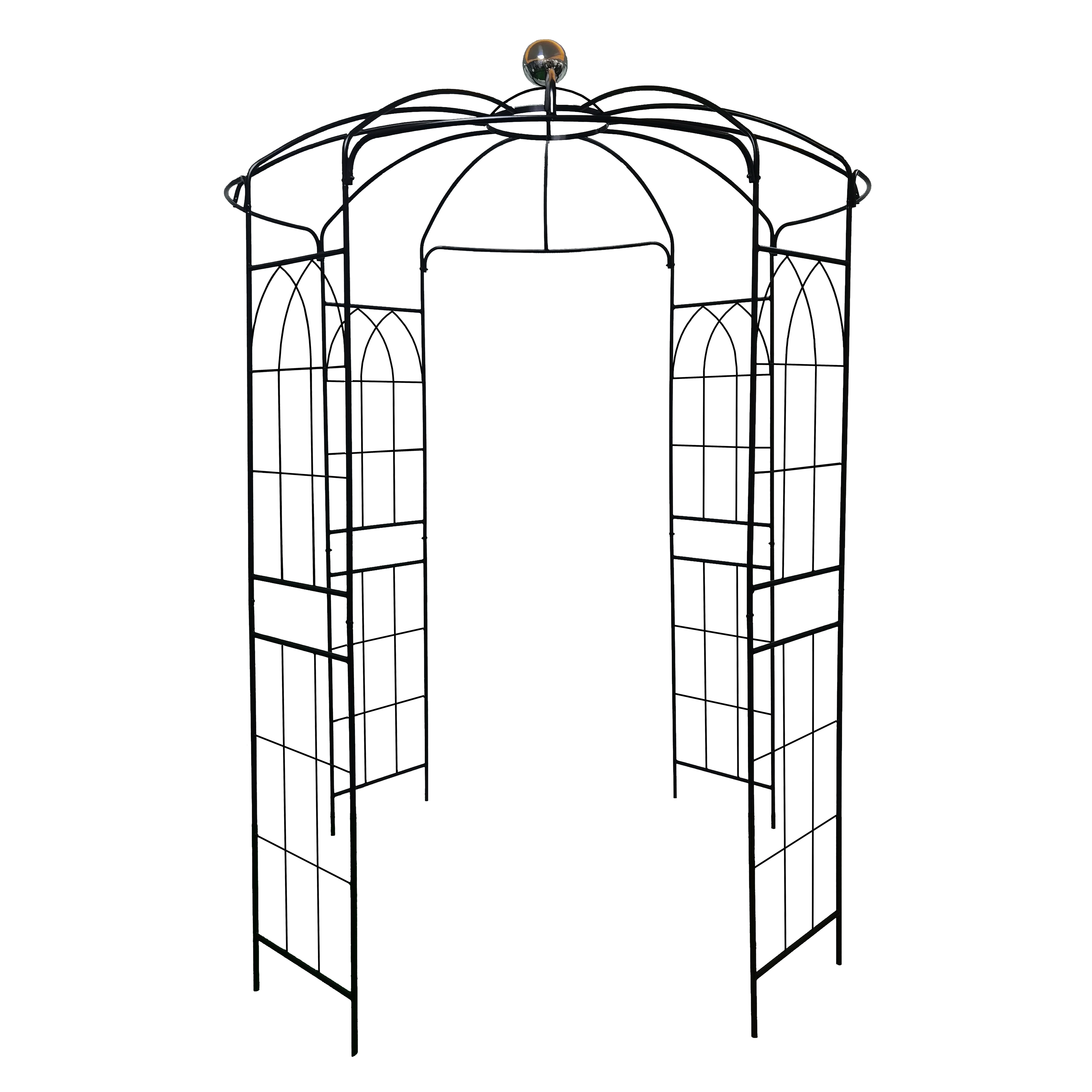 Metal Garden Arch Iron Garden Arbors Gazebo Dia81.3'' x 114.2'' High Birdcage Shape Pergola Pavilion for Wedding Ceremony Outdoor Black - Image 11