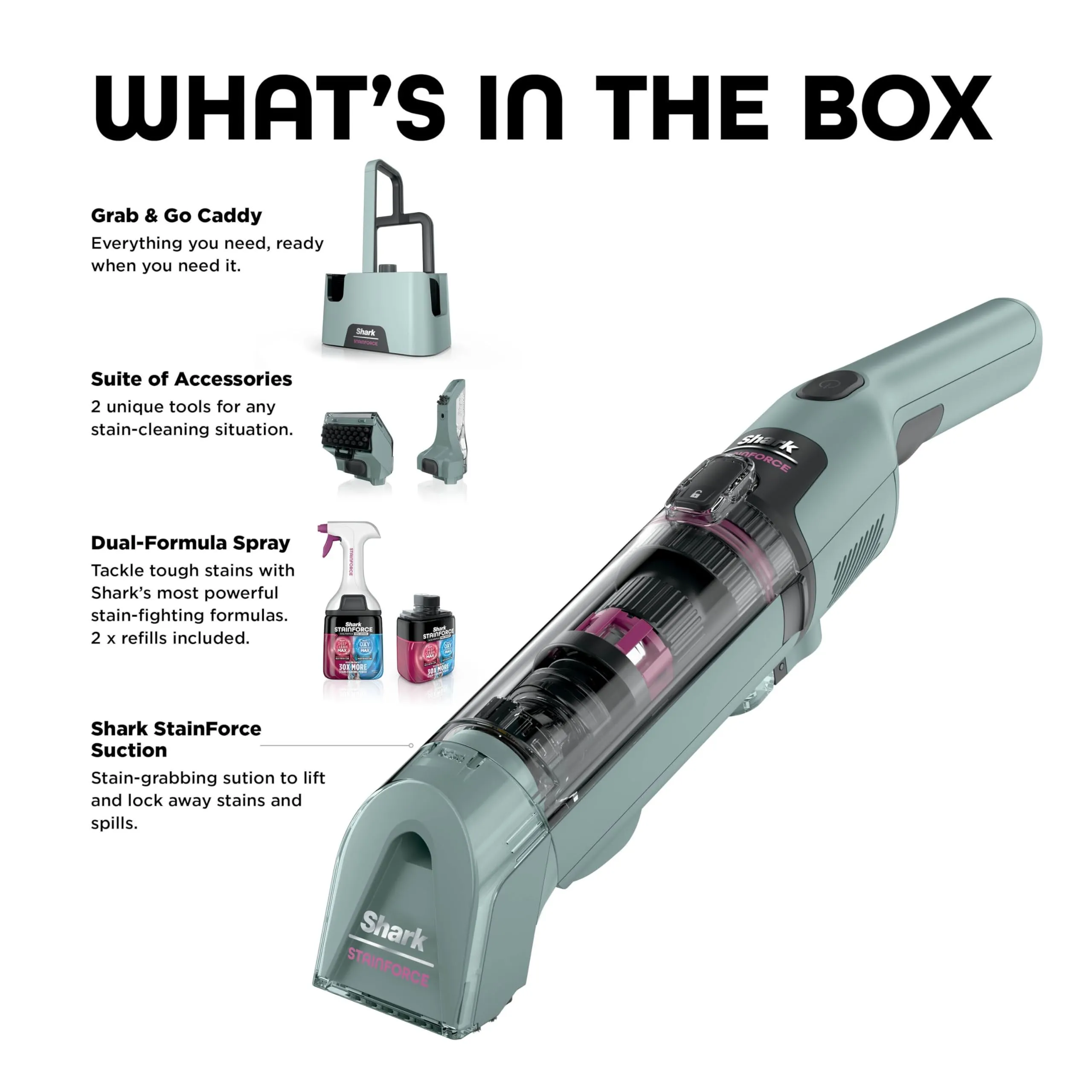 Shark StainForce Cordless Spot Cleaner, Lightweight Portable Spot Stain & Odour Eliminator for Carpets