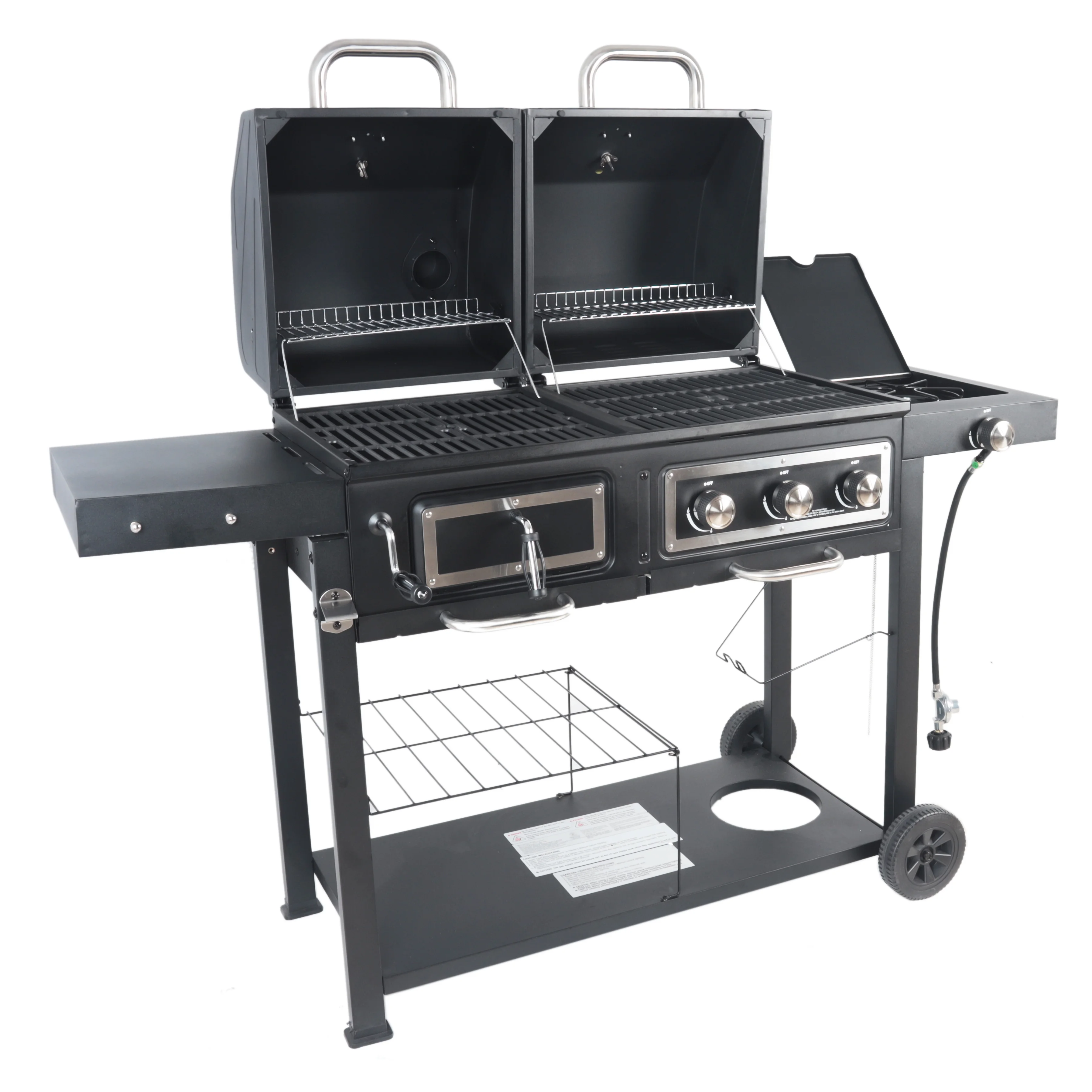 Dual Fuel Gas & Charcoal Combo Grill, Black with Stainless - Image 11