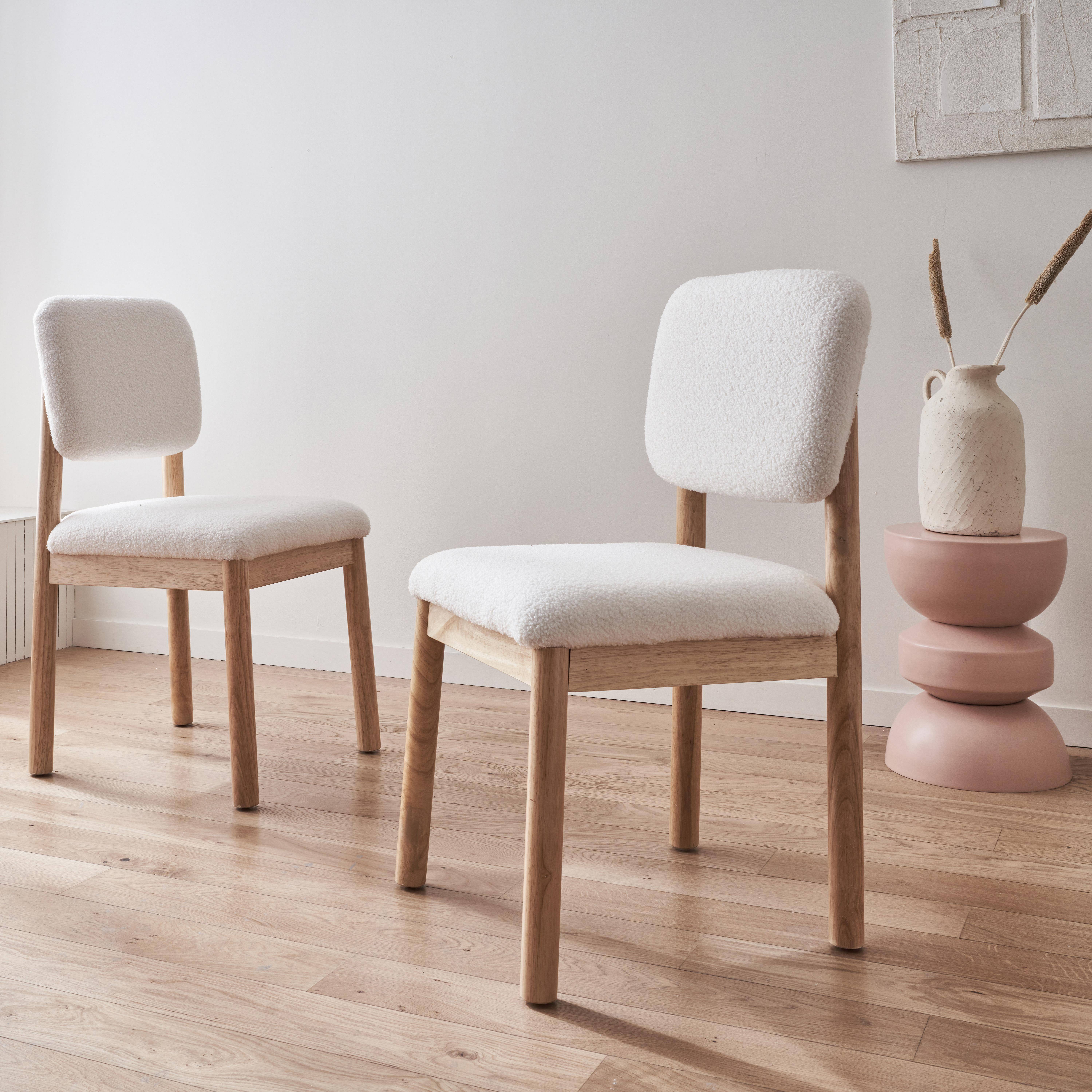 Swann - Sillas de madera de hevea y borreguito, set de 2