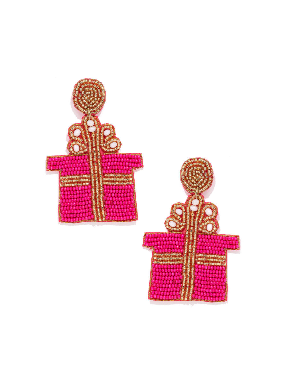 Little Gift Beaded Drop Earrings - Pink - Se7enfashion