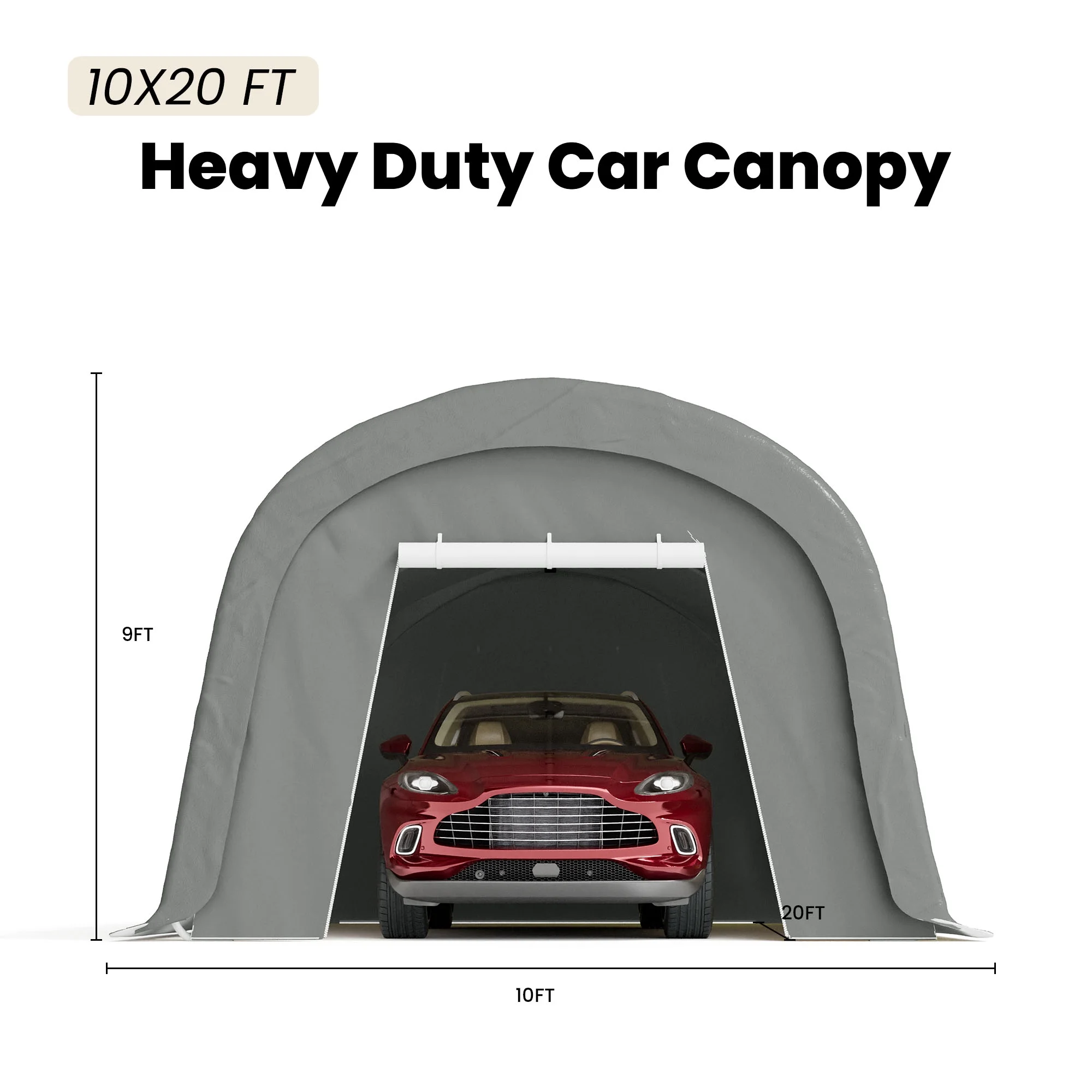 COSIEST 10'x20'Heavy Duty Carport ,Portable Outdoor Canopy Garage with Waterproof PE Roof and Steel Frame - Image 10