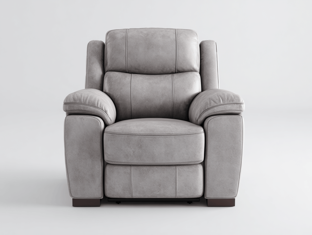 Sillón fijo – cuero sintético – gris claro – acolchado confortable