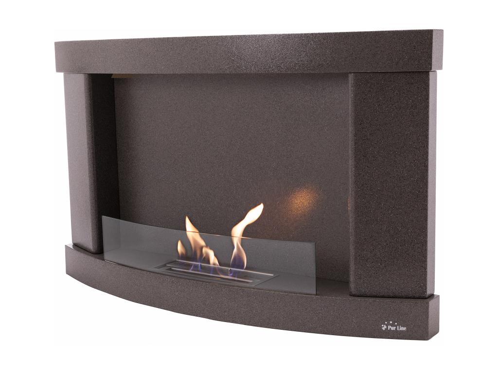 Chimenea de etanol mural en acero negro y cristal templado