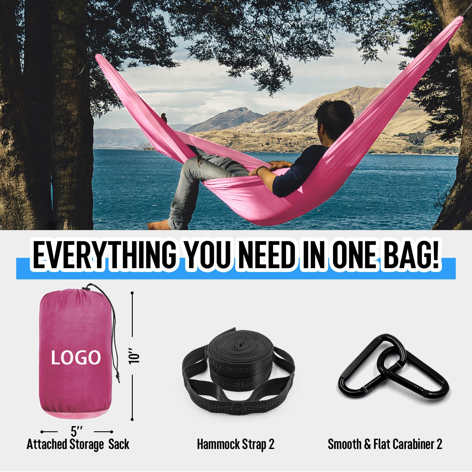 Hot Sale Outdoor Nylon Parachute Hammock Portable Lightweight Camping Hiking Swing Hanging Hammock All Seasons