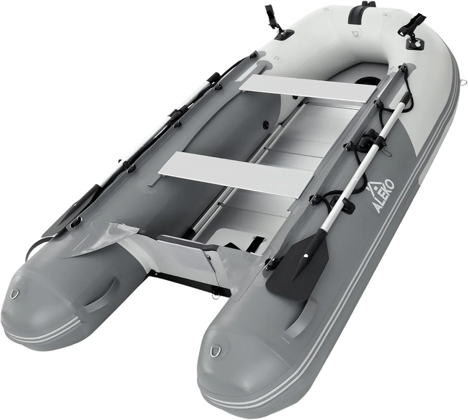 Inflatable Boat | Yacht Dinghy Tender Raft | Multi Person Fishing Boat | Aluminum Floor Oars | Fishing Rod Holders | Heavy-Duty PVC | 2024 Model |