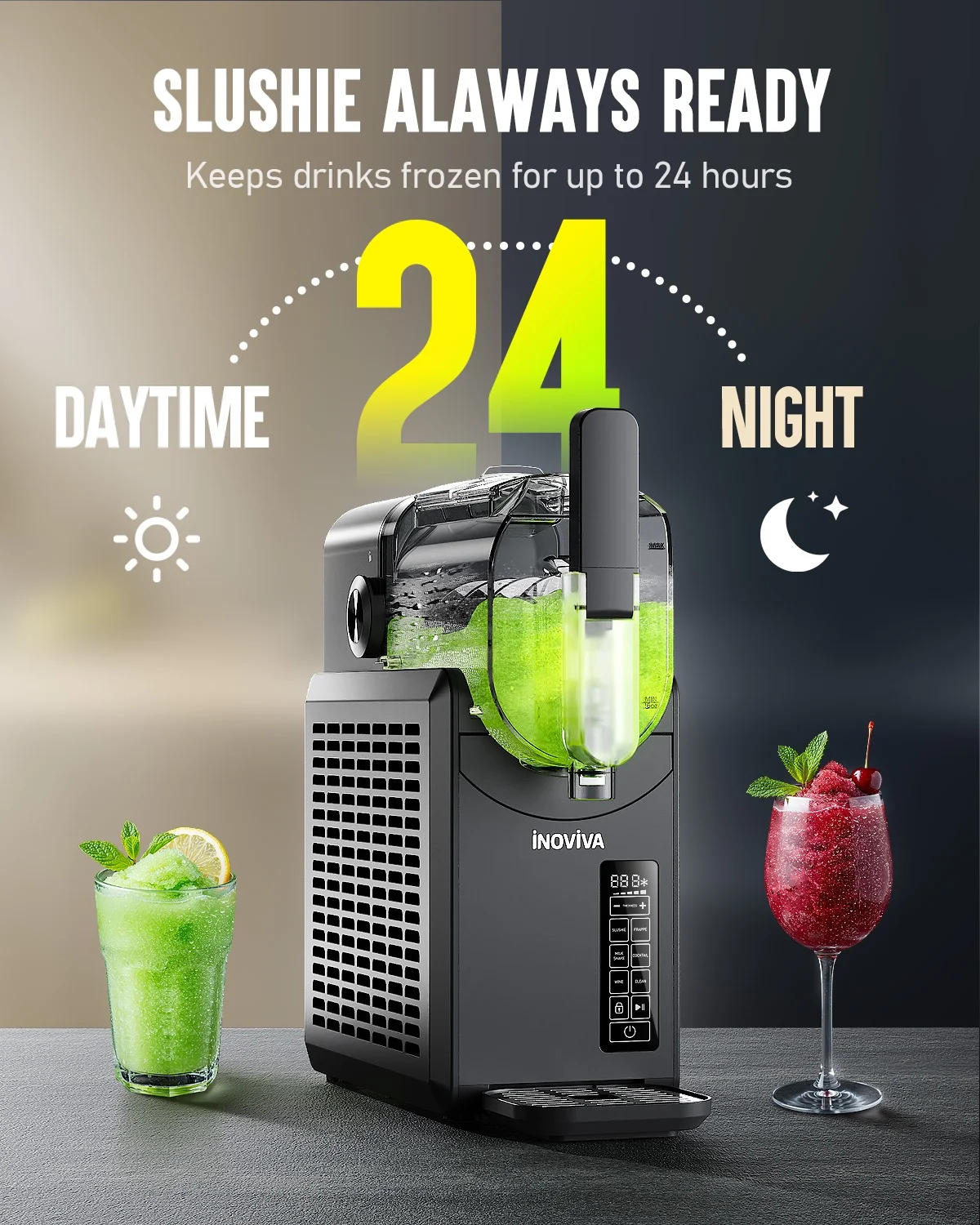 Slushie Machine, No Ice Needed, 88 oz INOVIVA Slushy Machine for Home with Self-Cleaning Function, Professional Frozen Drink Maker, 5 Preset Programs, Frozen Margaritas, Frappés, Milkshake, and More - Image 2