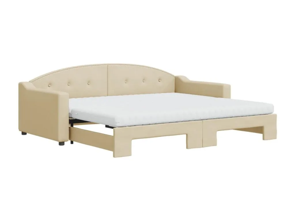 Sofá cama Vivirsingular con colchón de tela crema tamaño 90x200 cm htja95330
