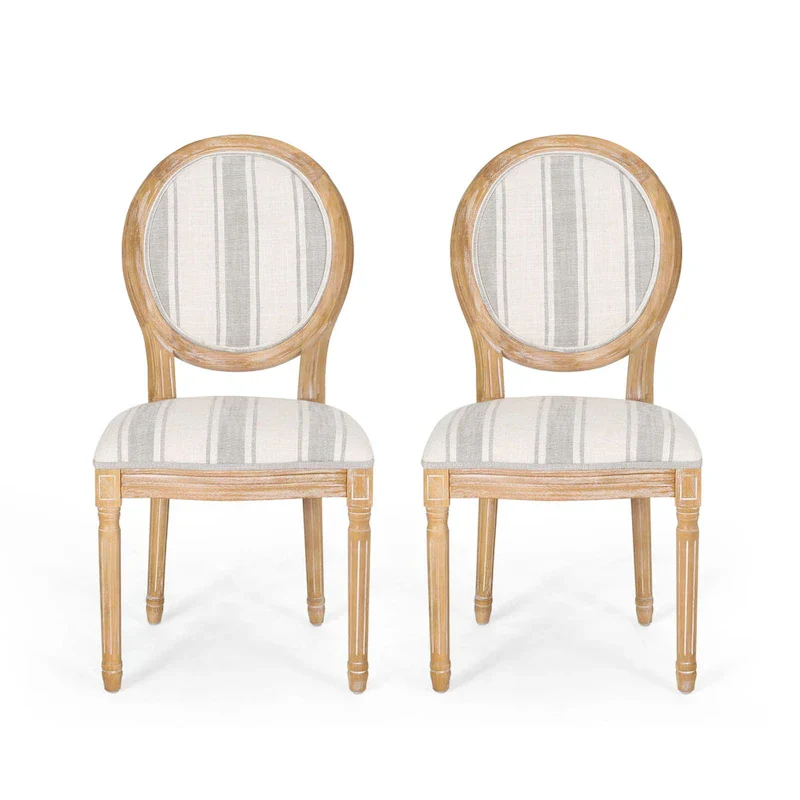 Set of 2 Phinnaeus French Country Fabric Dining Chairs by Christopher Knight Home