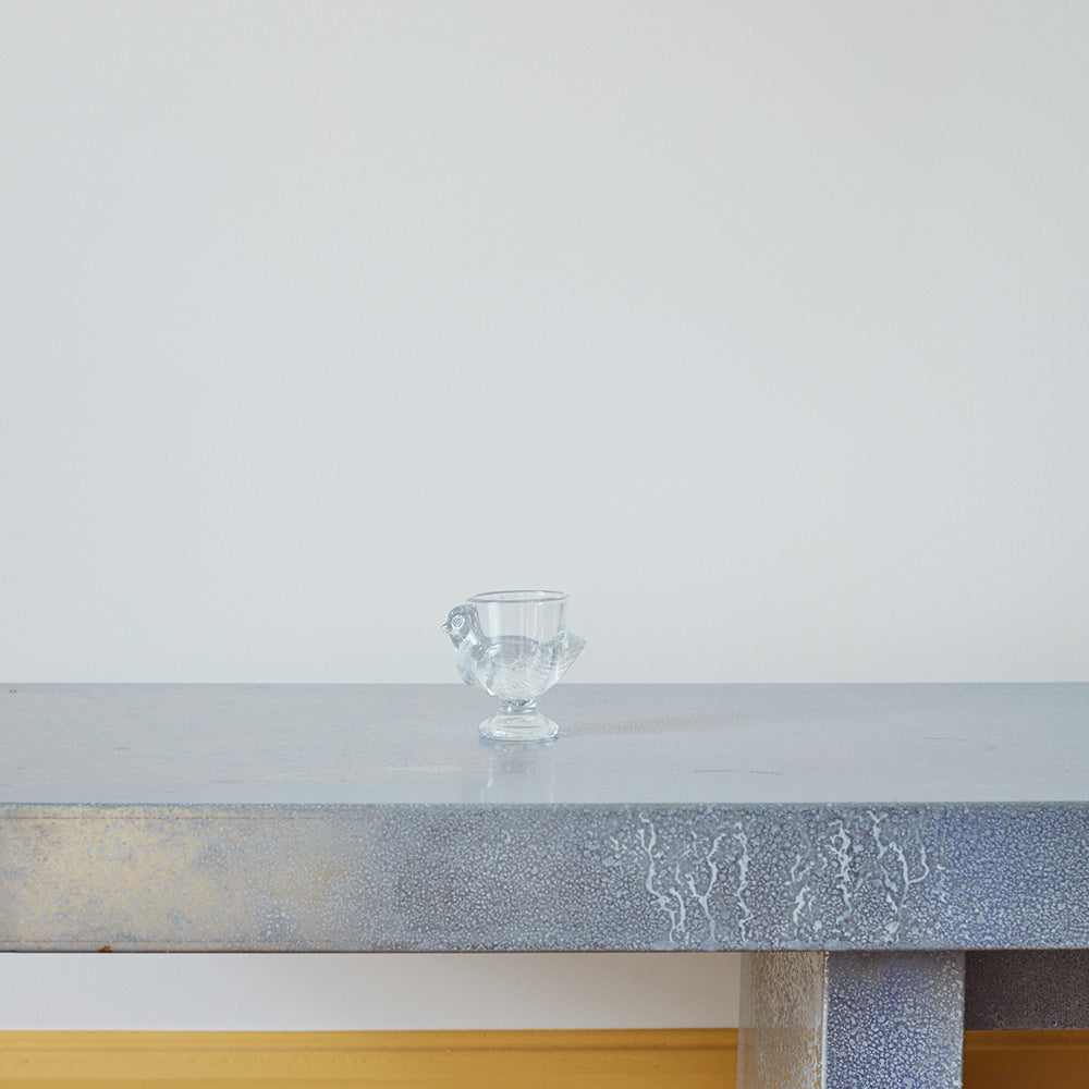 Coquetier poule en verre pressé